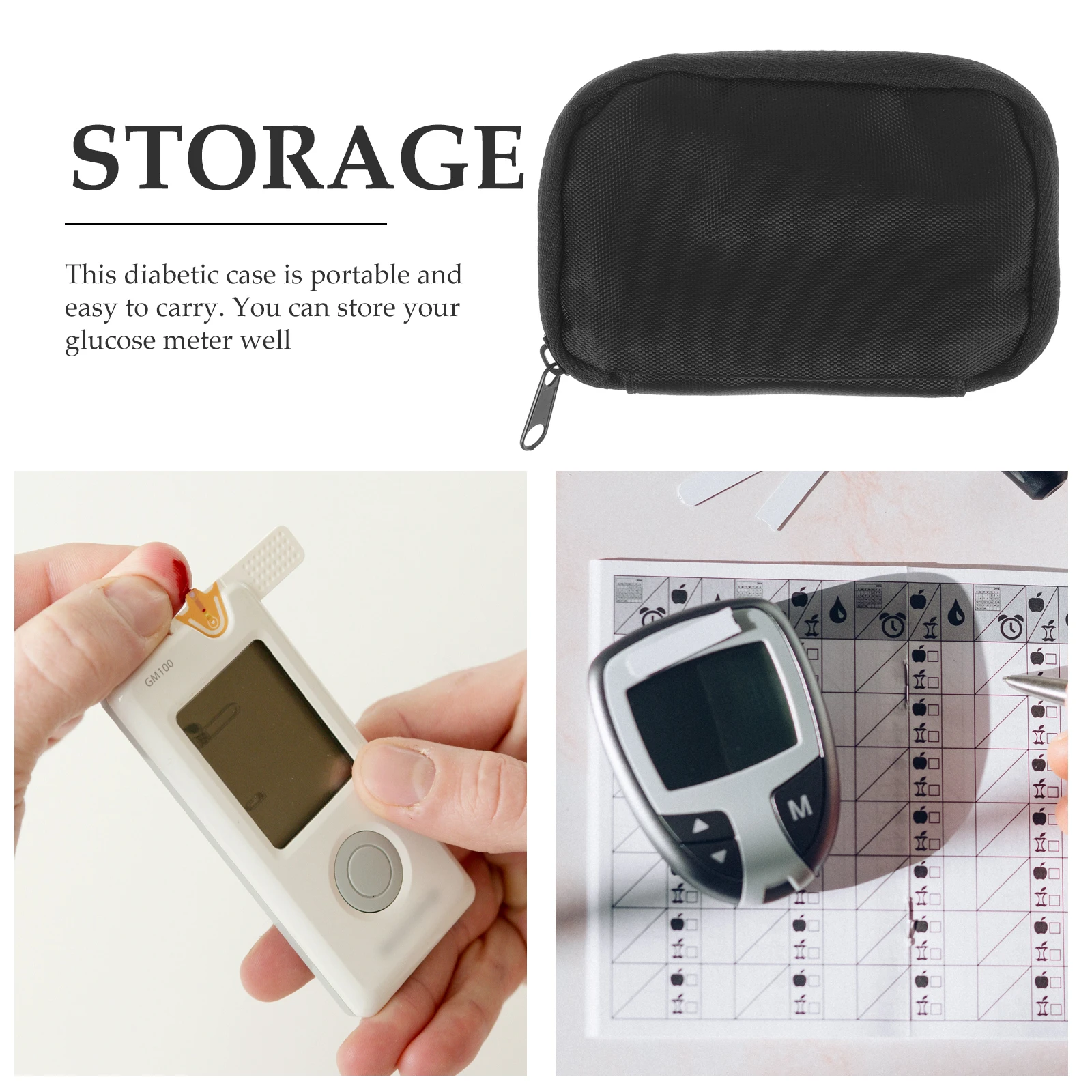 

2pcs Blood Glucose Meter Case Lightweight Compact Portable Diabetic Supplies Storage Bag Travel Suitcase Monitoring Accessories