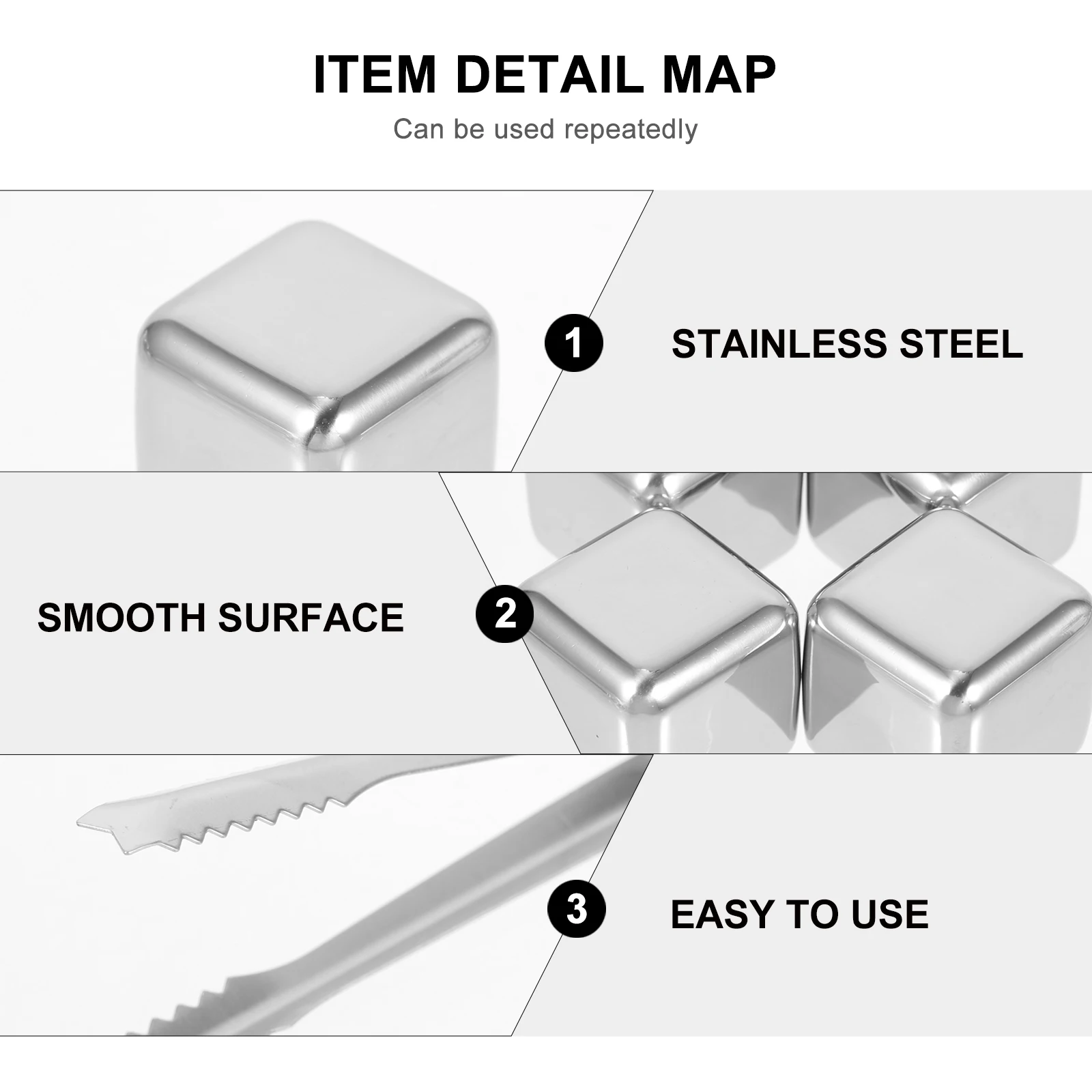 

Stainless Steel Ice Cubes Non-watered down Beverages Convenient Metal White Wine Bar Drinks Reusable for