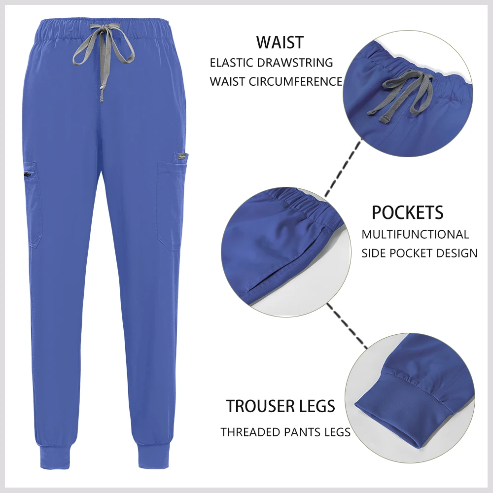 Pantalon de travail de clinique dentaire multicolore, blouses d'allaitement, uniforme d'infirmière, poches, toilettage pour animaux de compagnie, pantalons chirurgicaux pour hommes et femmes