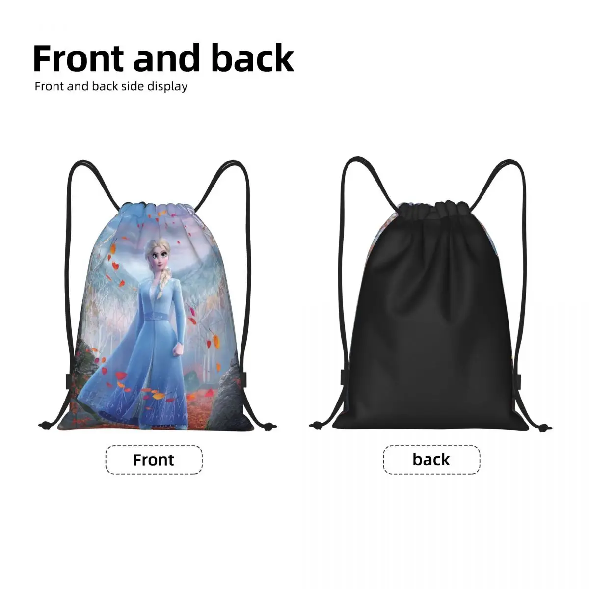 Custom Frozen Elsa Princess Drawstring Bags Women Men Foldable Sports Gym Sackpack Anime Animated Shopping Storage Backpacks