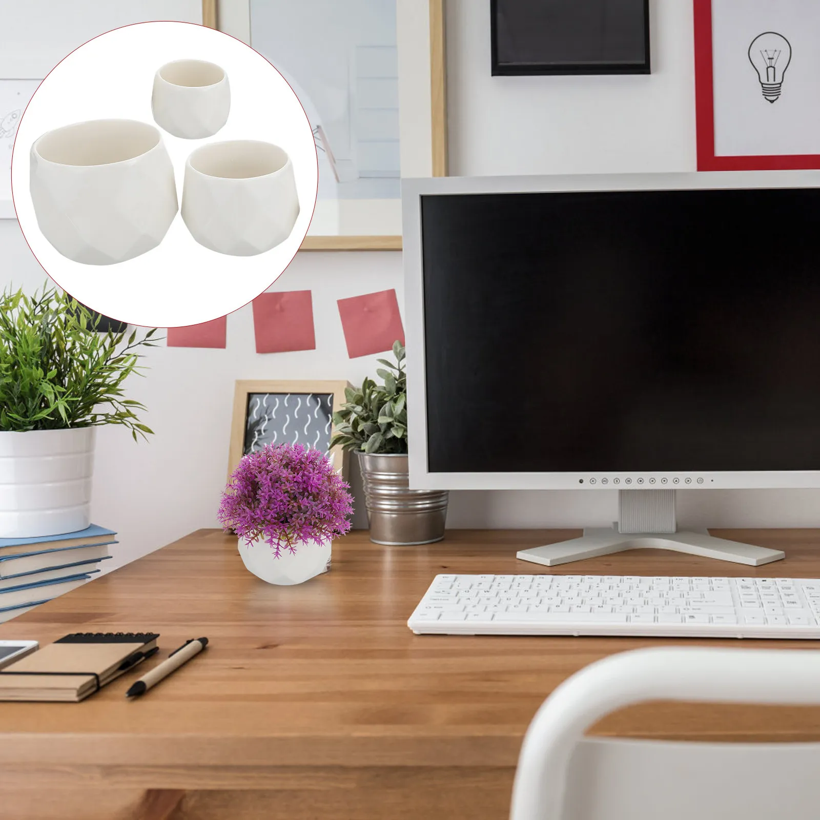 

Набор из 3-х многогранных керамических цветочных горшков премиум-класса ручной работы с дренажными отверстиями для суккулентов, для дома и сада, для использования в помещении и на улице