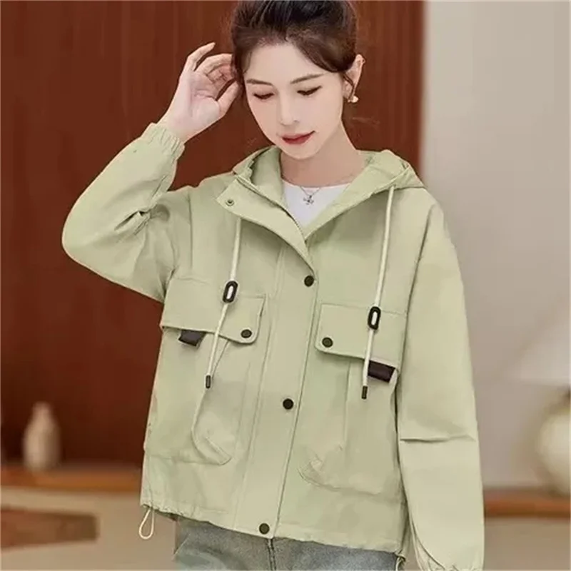 Versatile Short Zipper Jacket Assault Suit With Hood Stylish Big Pockets Personalized And Trendy Explosive Street Spring 2024