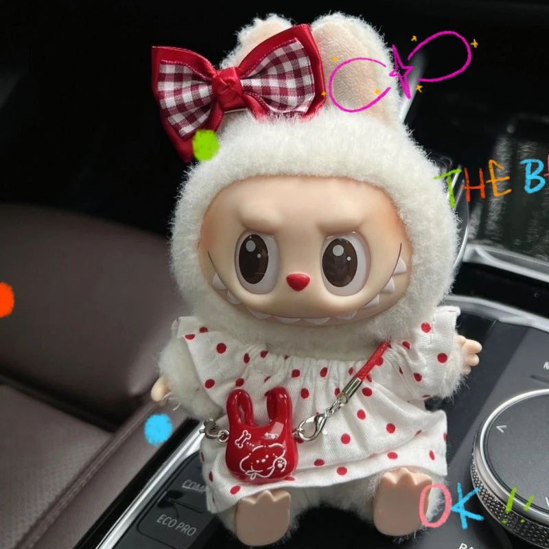 New Summer Doll Clothes Suitable for Labubu V1 V2 V3 15CM/17CM Doll Clothes Bow Set Skirt Peripheral Cartoon Toys Accessories