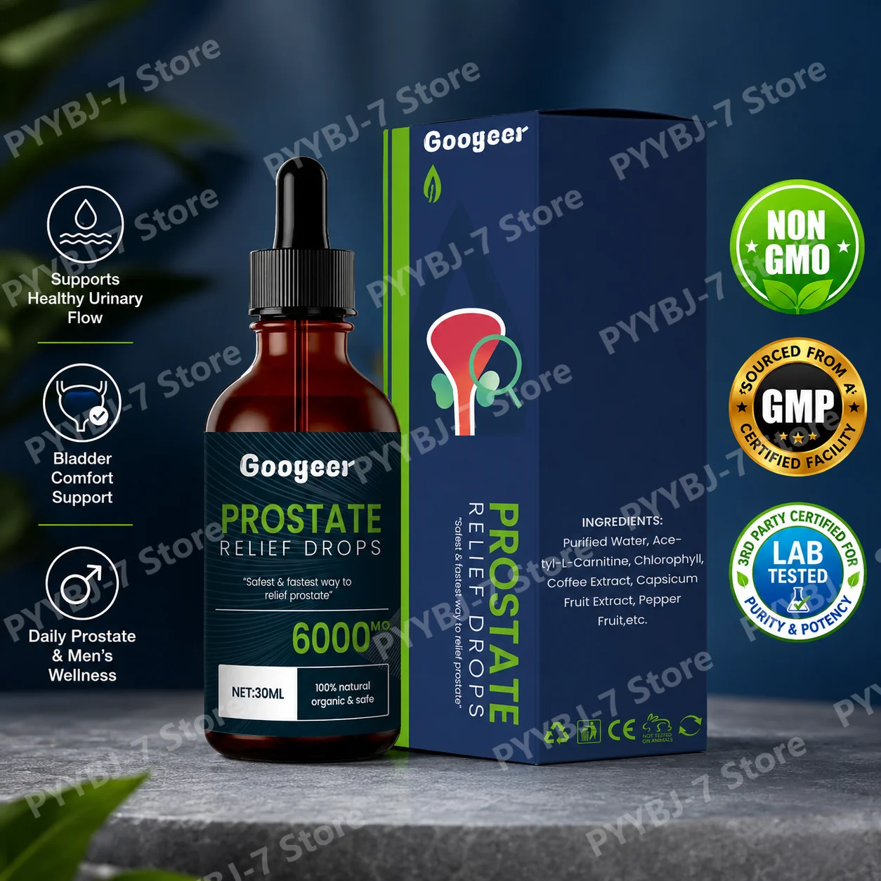 Prostate Support Drops with Saw Palmetto Extract 10:1 (Serenoa Repens) 30mL Liquid Drops for MenDaily Prostate Wellness Support