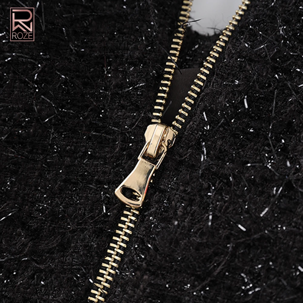 럭셔리 진주 체인 숏 트위드 드레스 여성 싱글 브레스티드 장식 민소매 슬림 미니 드레스 여성 이브닝 파티