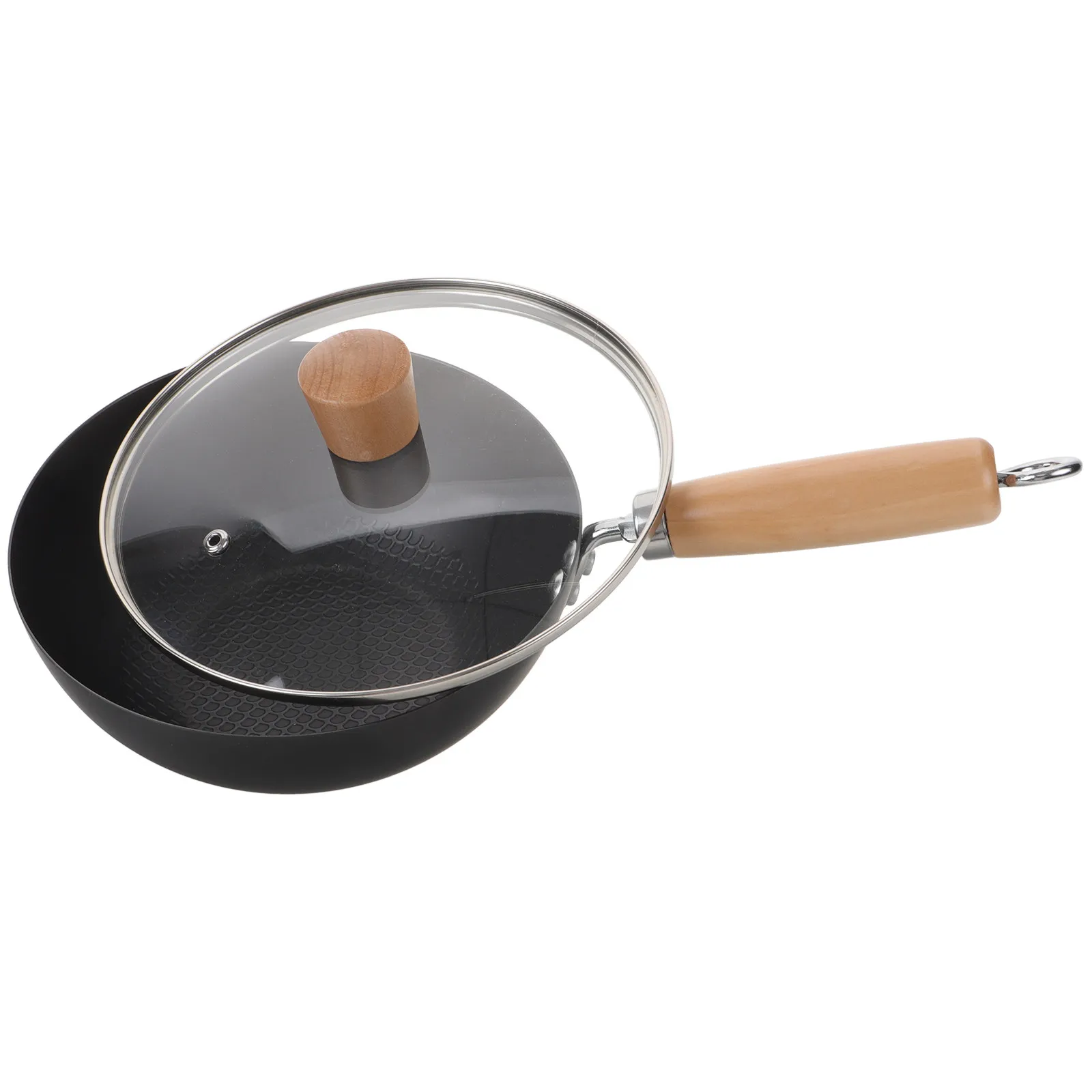 

Small Cast Iron Wok Pan with Lid Sturdy Cooking Wok Kitchen Frying Pan Household Kitchen Gadget Japanese Style
