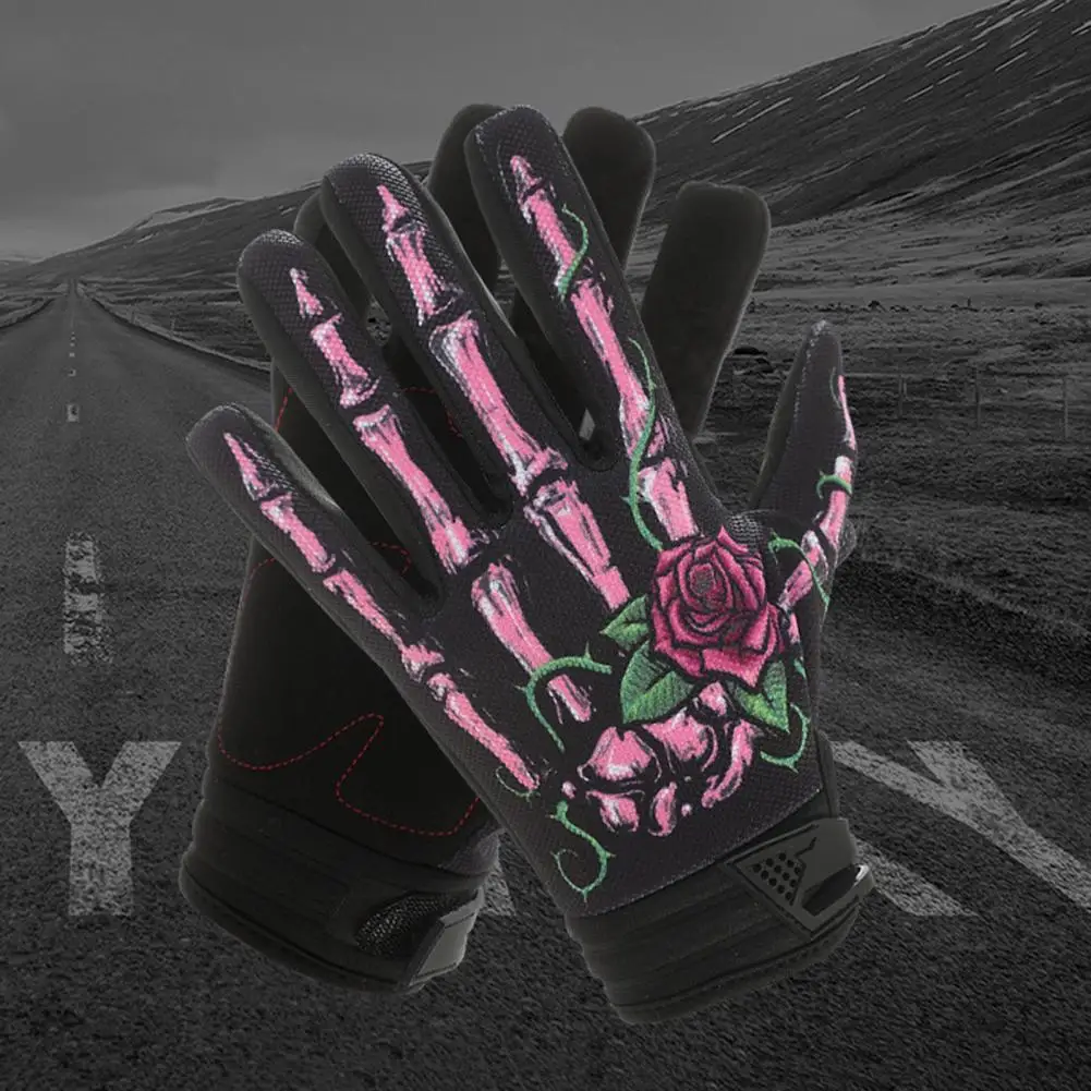 Anti-slip Mountain Biking Gloves Cycling Gloves Men Tear-resistant Motorcycle Riding Gloves Skeleton Pattern Touchscreen for Men