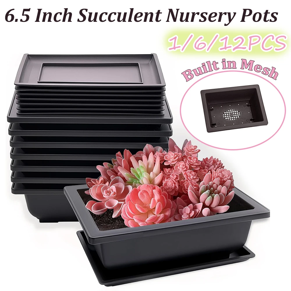 Rectangular Imitation Purple Sand Bonsai Succulent Cat Grass Pot Plastic Nursery Planter Built-in Drain Mesh Shatterproof Pot
