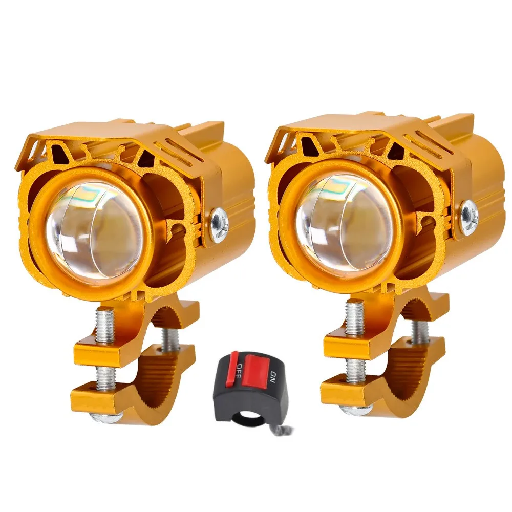 2Pcs Motorcycle Fog Driving LED Lights White/Amber/White+Amber/Strobe 4 Color Spot LED Light for Motorcylce Car.