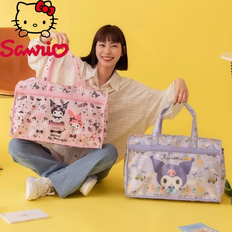 Sanrio Cartoon Cute Kuromi Handheld Tote Bags Luggage Large Capacity Travel Storage Bag Lightweight Portable Handbag