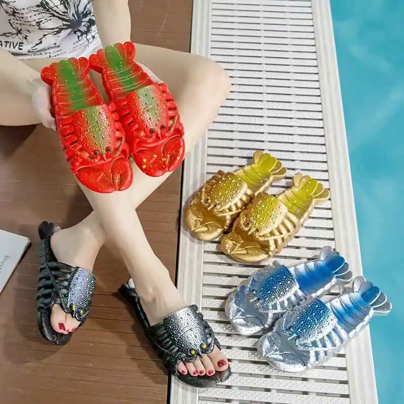 

New Lobster Slippers Summer Women Men Garden Sandals Lobster Design Comfortable Slippers Eva Casual Outdoor Beach Walking Shoe