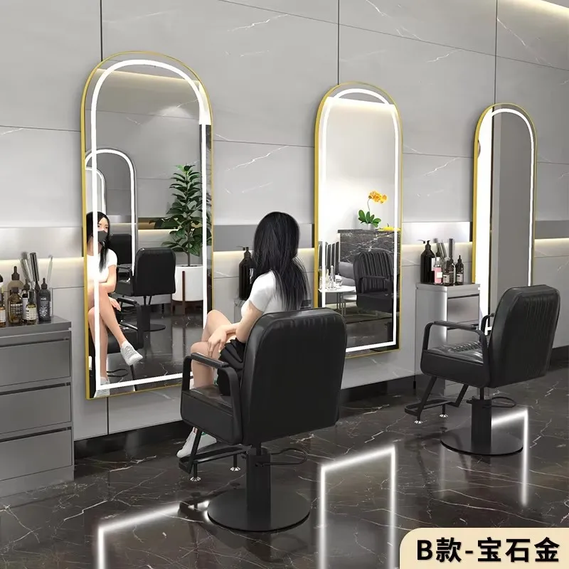 L-Simple haircut hairdresser mirror table Internet celebrity mirror with light hanging wall single and double sided