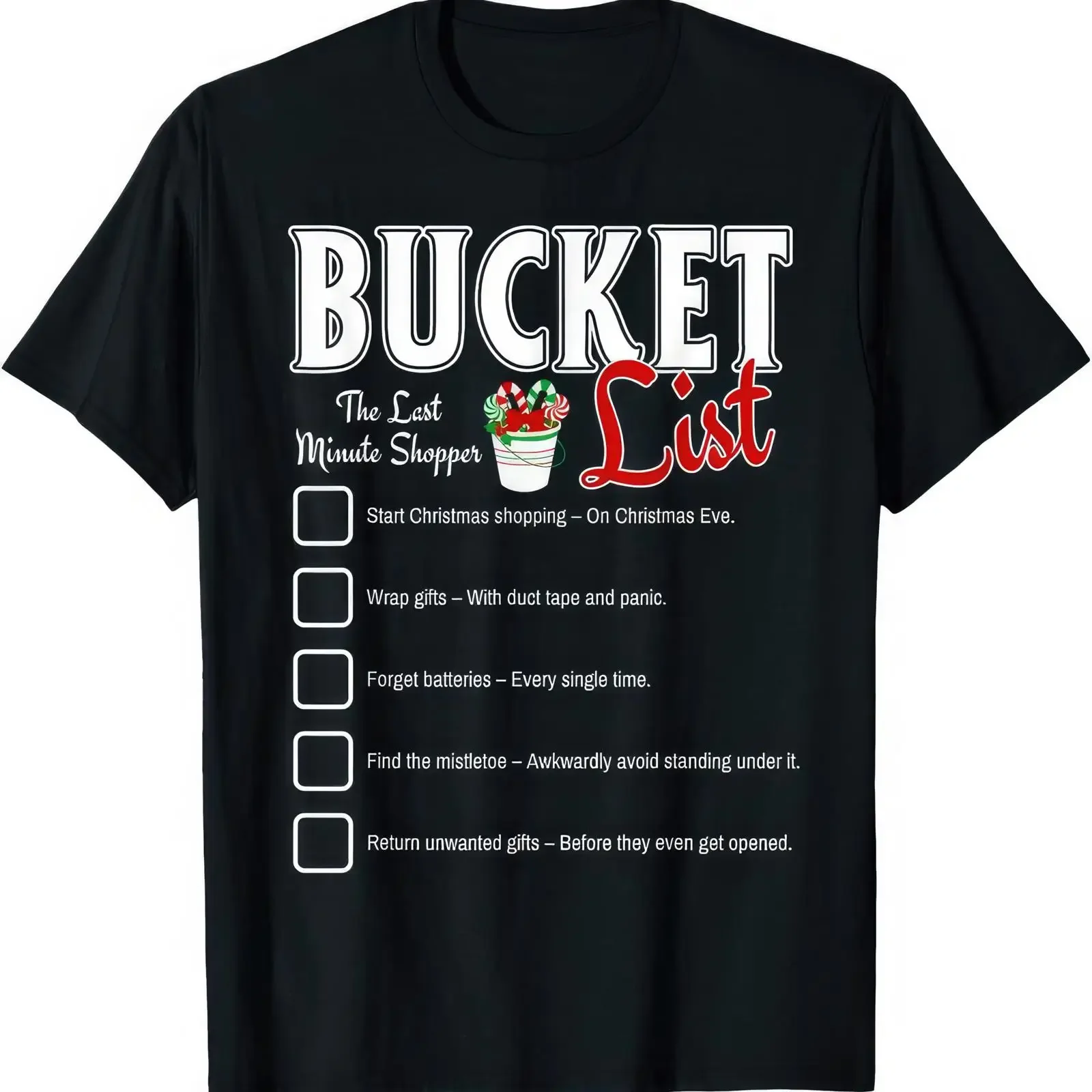 Last Minute Christmas Shoppers Holiday Xmas Funny Bucket List T Shirt vintage Washed Comfortable graphic streetwear Stretched