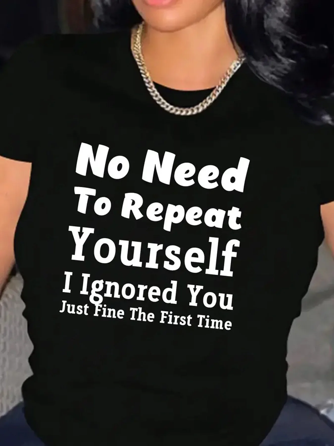 1pc Women's Casual Letter Print T-Shirt - 