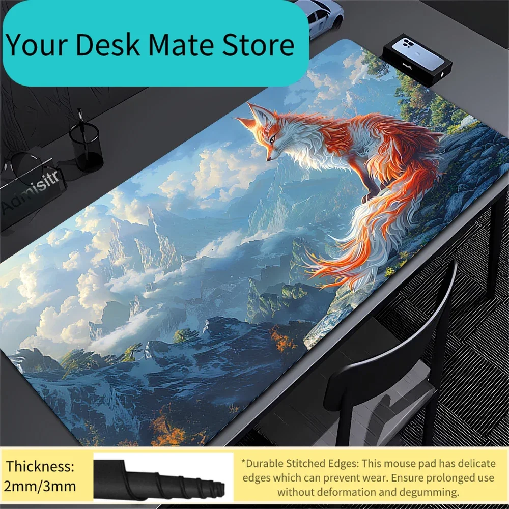 Glowing Nine-Tailed Fox Gaming Mouse Pad Waterproof Non-slip Desk Mat