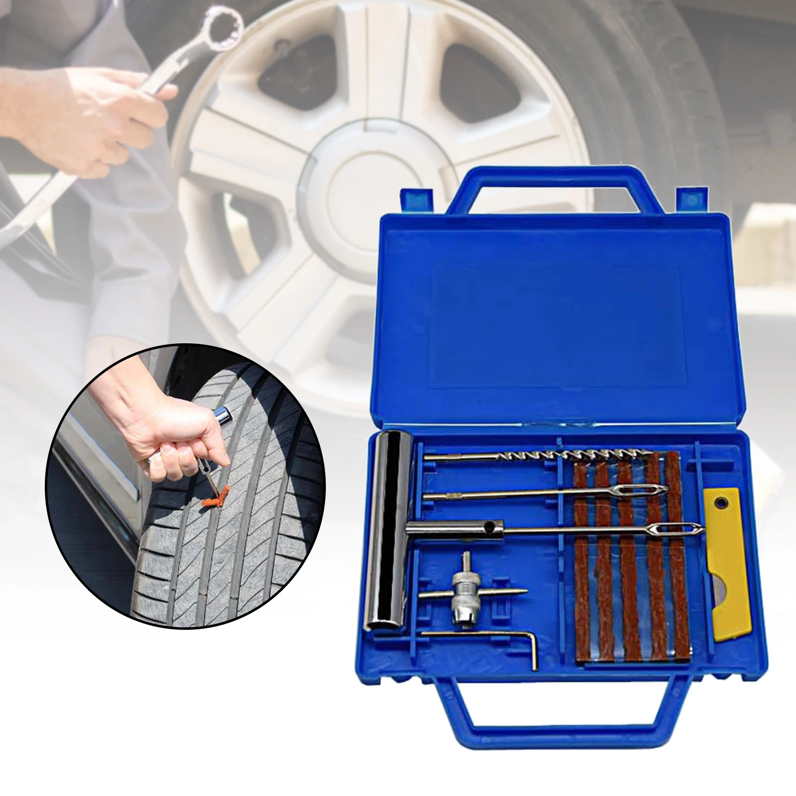 Vehicle Car Tire Emergency Tool Auto Tire Repair Set for Bike Truck ATV Professional Car Tire Puncture Repair Kits ATV 17x23cm