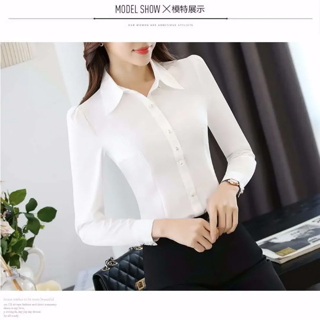 Blouse Women Spring  Autumn Royal Blue Shirt Women's Long Sleeve Large Size Red Lining Blusas Mujer De Moda