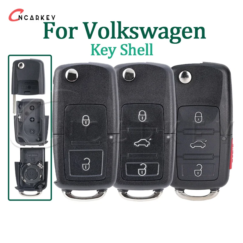 

For VW Golf Mk6 Tiguan Passat CC for SEAT for Skoda Octavia Car Key HU66 Folding Shell Case Fob 2/3 Buttons Cover Housing