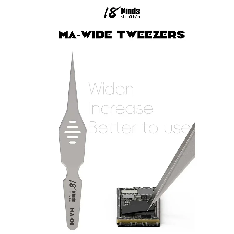 

MA-01 Широкий прецизионный пинцет из легированной стали Ультратонкие прямые щипцы для пайки электроники Инструменты для ручного ремонта мобильных телефонов