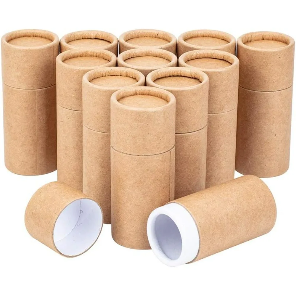 12PCS 10ml BurlyWood Kraft Paperboard Tubes Round Cardboard Containers Lip Balm Tubes Cardboardfor Pencils Tea Caddy Coffee