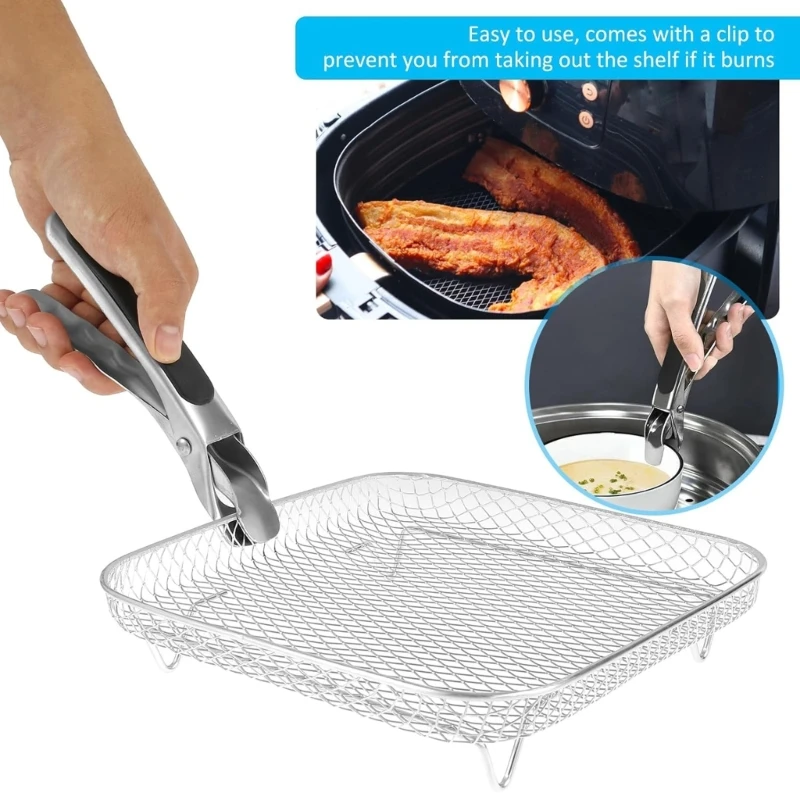 Multi-Layer Air Fryer Rack เครื่องขจัดน้ำออกจากอาหารยืนสแตนเลสผู้ถือขนมปังปิ้ง