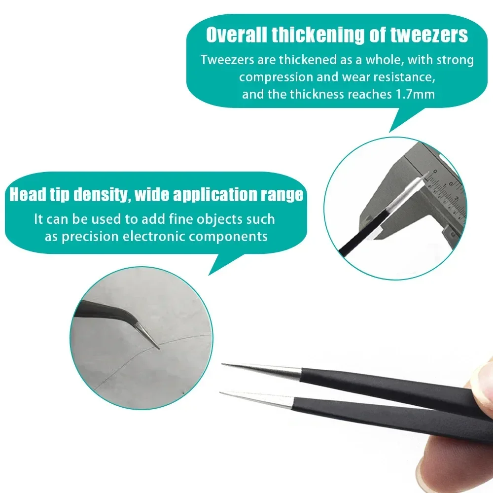 Anti-static Stainless Steel ESD Tweezers Precision Maintenance Electronic Maintenance Welding Process Maintenance Hand Tool Set