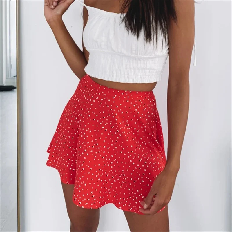 Zomer Damesrok Harajuku Nieuw 2023 Nieuwe Dames Bloemenrits Bedrukt Chiffon Lange Taille Paraplu Rok Dames Sweet Elegant