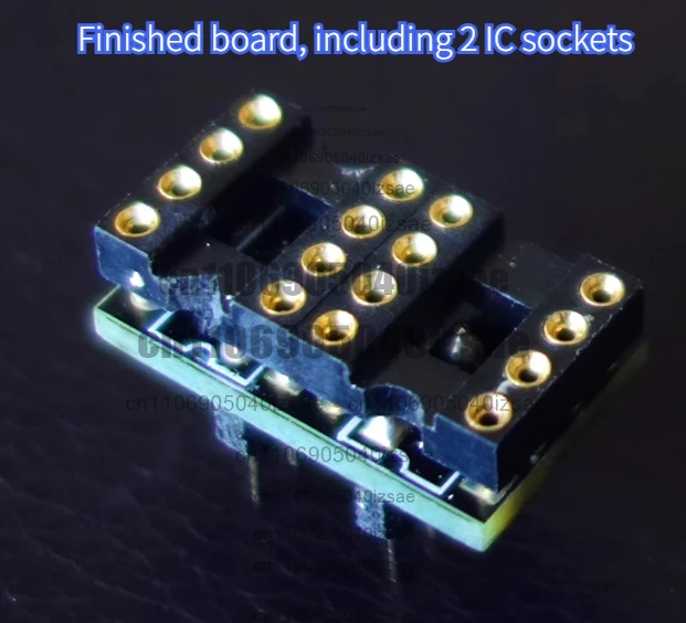 2PCS Direct Plug Op Amp Single to Dual - Double-Sided PCB with Pins, Gold-Plated Finished Board, Includes 2 IC Sockets