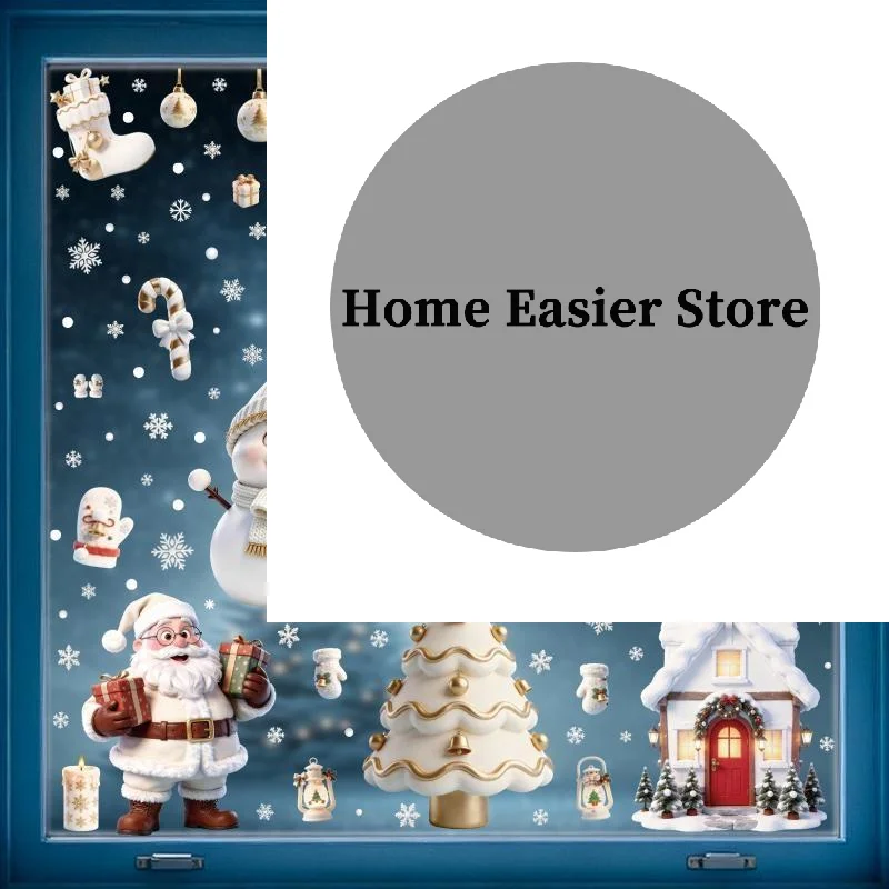 New 6 Pcs Christmas Window Stickers Wall Sticker Kids Room Wall Decals Merry Christmas Decorations For Home New Year Stickers