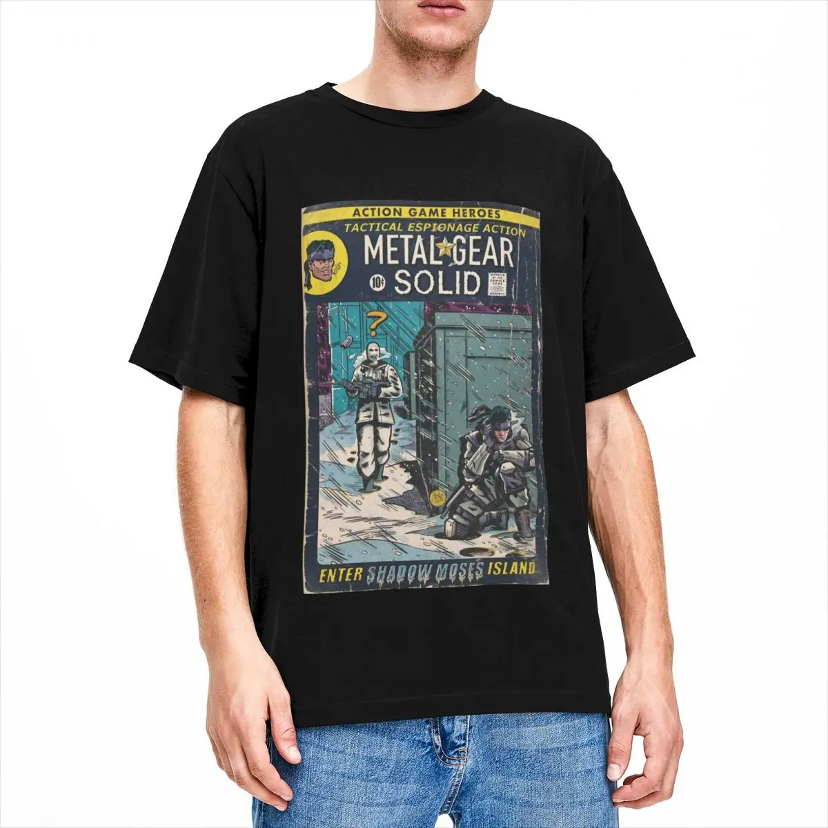 Metal Gear Solid Enter Shadow Moses Comic Stuff T-Shirt Men Women MGS1 Games Cotton T Shirt Round Collar Short Sleeve Tops