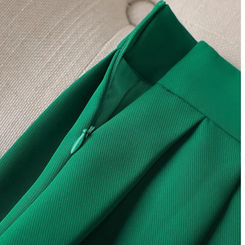 Green Suit Set 2025New Spring Autumn Longsleeved Suit Jacket Top+Skirt Fashion Slim Temperament Two-piece Clothing Setspant sets