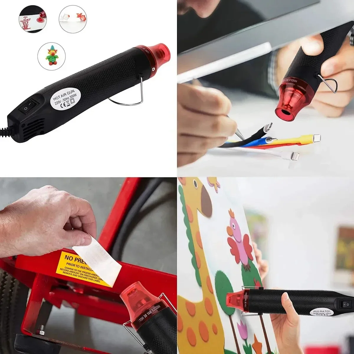 300W Hot Air Gun 110V US Plug with Heat Shrink Tubing Kit 2:1 Shrinkable Wire Connect Cover Cable Repair Protection Heat Gun