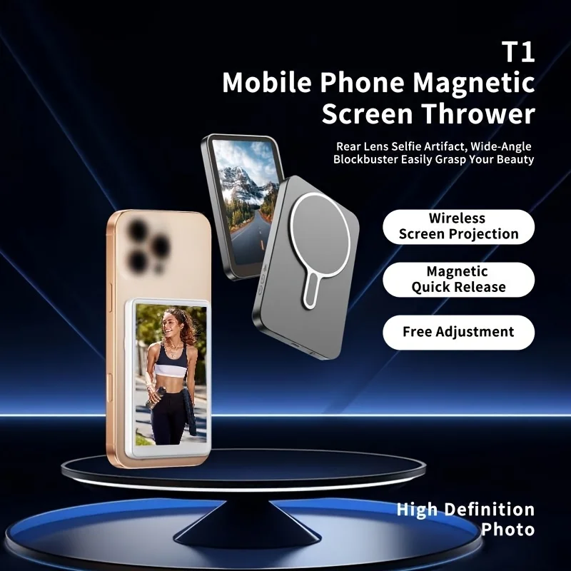 Monitor magnético para teléfono Vlog Selfie: doble potencia recargable, compatible con iOS y Android para transmisión y contenido en vivo