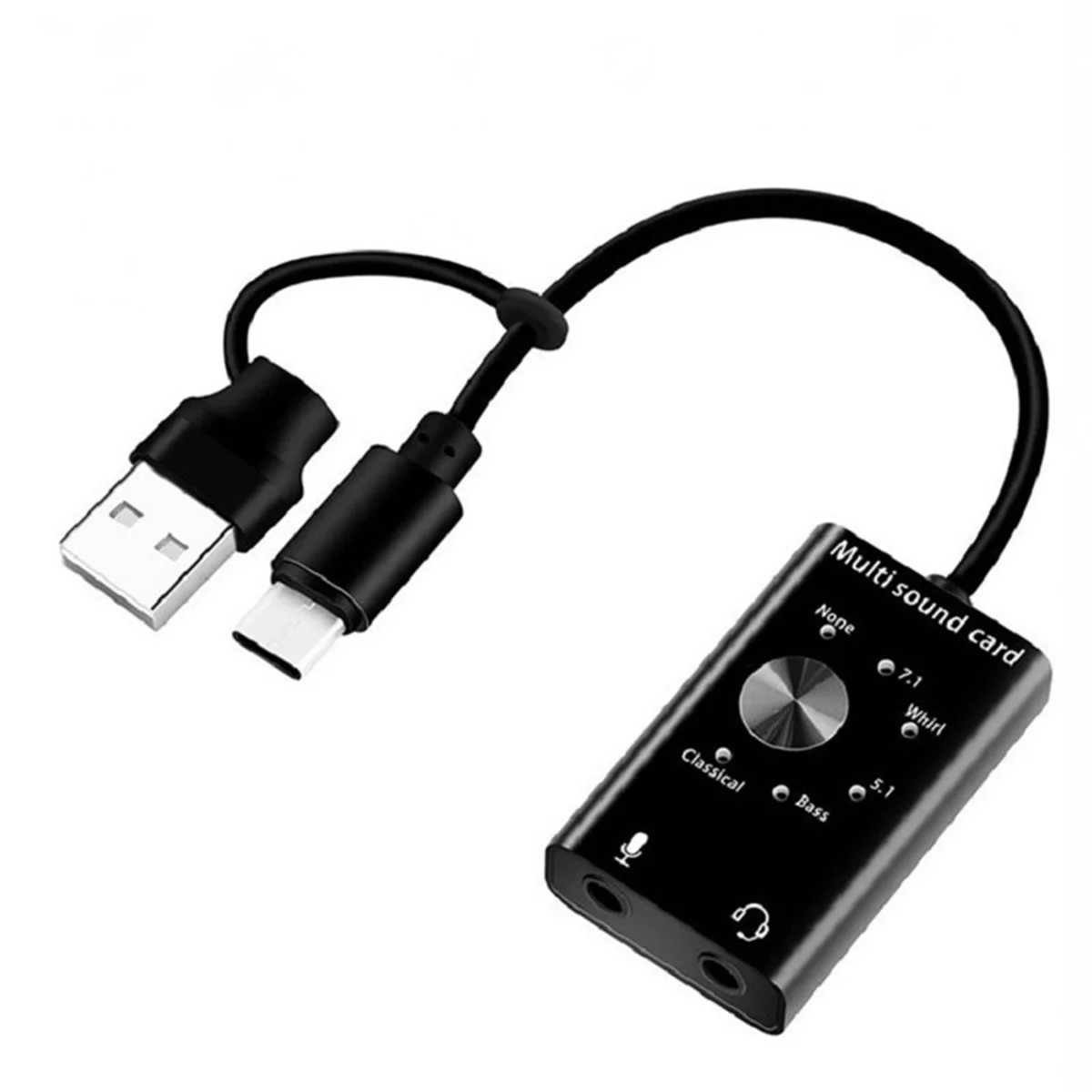 Multi Sound Card USB 2.0 Type C Stereo Microphone Adapter Professional Converter for MacBook Laptop Headset PC Speaker