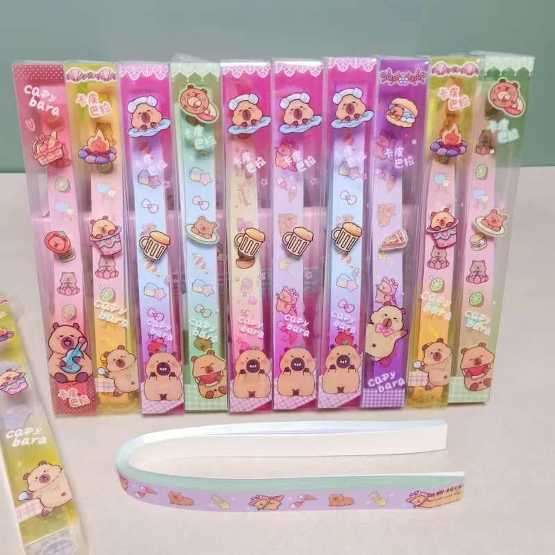 40Pcs/Box Cartoon Capybara Colorful Papers Lucky Star DIY Handmade Origami Paper Strips Decor Folding Paper gift