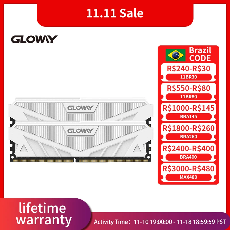 Gloway memoria ram ddr4 3200mhz dimm (16gbx2) (8gbx2)  3600mhz desktop de calor 32gb memória para computador