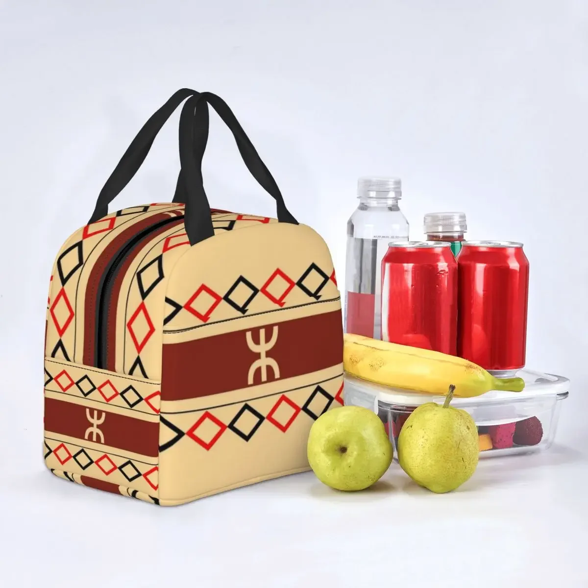 Amazigh Berbere Symbol Insulated Lunch Tote Bag for Women Tifinagh Portable Thermal Cooler Food Lunch Box School Picnic Bags