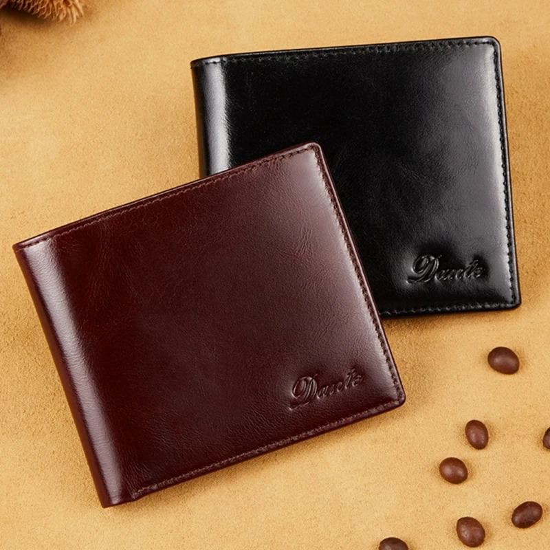 Men's Wallets RFID Anti-theft Short Card Holder Head Layer Cowhide Retro Vertical Money Bag Business Wallet Casual Coin Purse