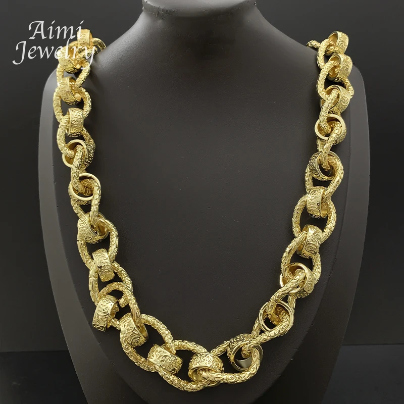 Statement Hip Hop 24inch Long Belcher Chain Golden Choker Top Quanlity Gold Plated Necklace Jewellery Party Banquet Gifts