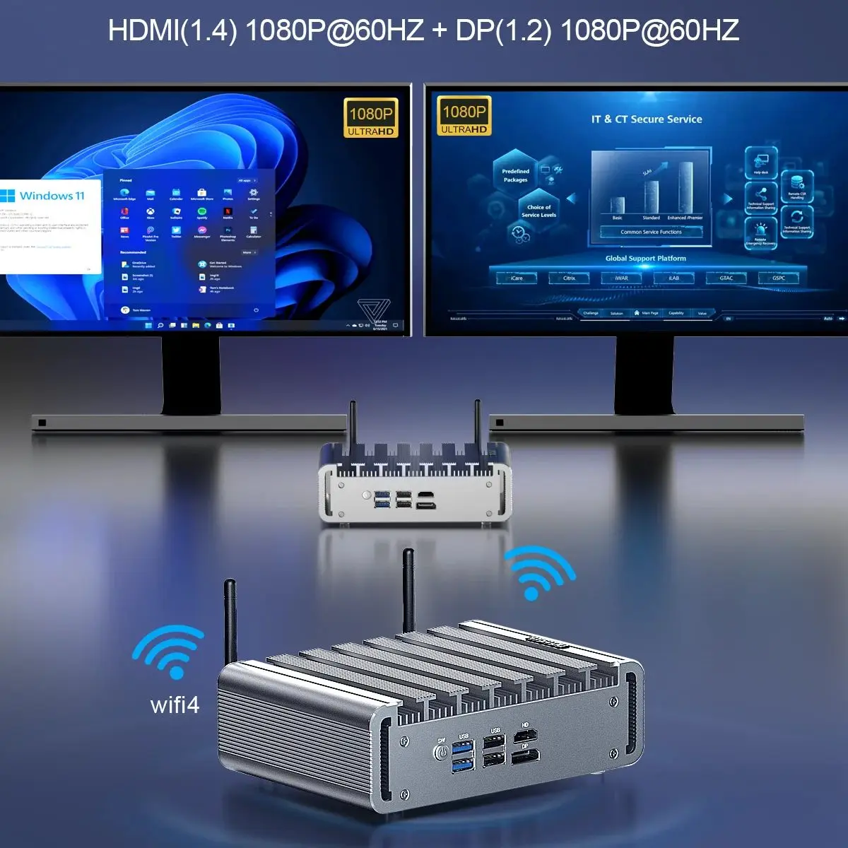 HYSTOU sytý 12th gen procesor 4 jader 4 závitů 3.4 ghz mini PC intel N100 4G WIFI plocha počítač