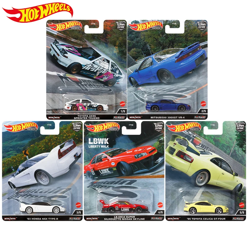 Original Hot Wheels Premium Car Culture Mountain Drifters Diecast 1:64 Voiture Toyota AE86 Trueno Nissan Skyline Toys for Boys