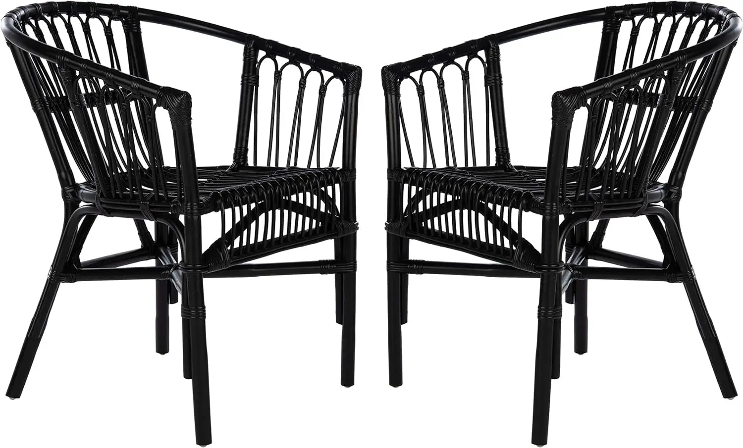 

Safavieh Home Adriana Coastal Black Rattan (Set of 2) Accent Chair, 0