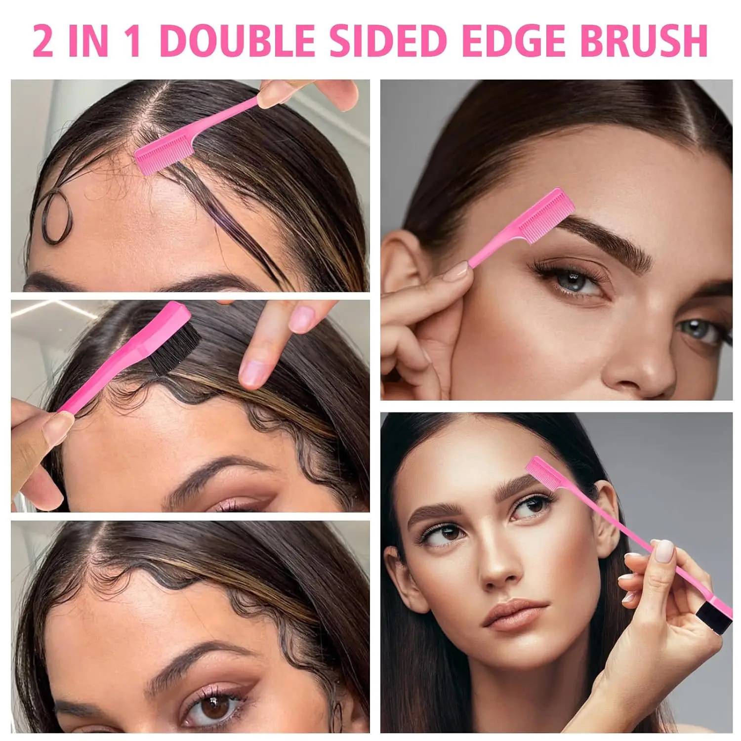 2/4pcs Slick Back Hair Brush Set Bristle Edge Control Brush Rat Tail Comb Teasing Comb for Smooth Flyaways Frizz Styling Women