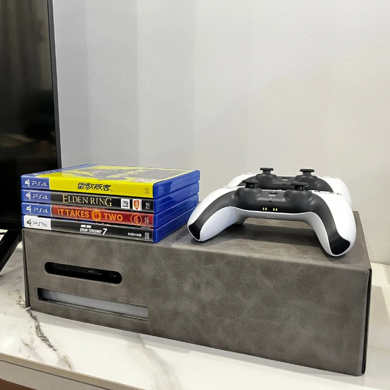 PS5 وحدة التحكم النحيفة PU حامي الغبار المغناطيسي الغبار واقية المضيف مقاومة للخدش حامي غطاء الجلد ألعاب الملحقات