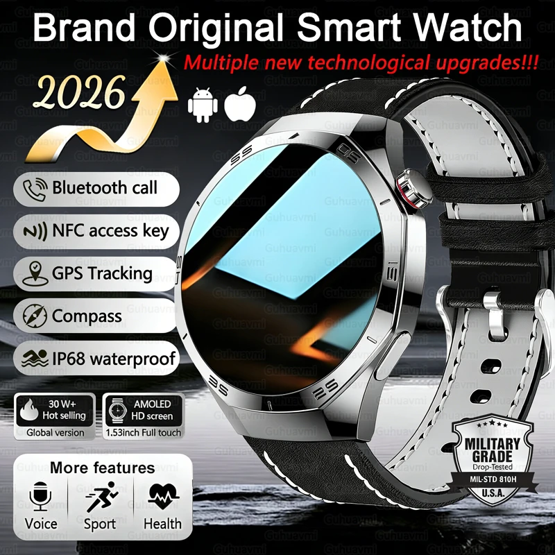 

Новые смарт-часы 2026 года от мирового бренда для мужчин: AMOLED-экран 1,52 дюйма, GPS, отслеживание траектории движения, водонепроницаемость, измерение пульса, Bluetooth-звонки