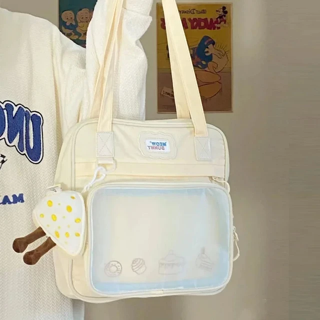 Japońska słodka preppy studencka torba na ramię Y2k prosta moda o dużej pojemności przezroczysta torebka Itabag Anime modna torba Ita