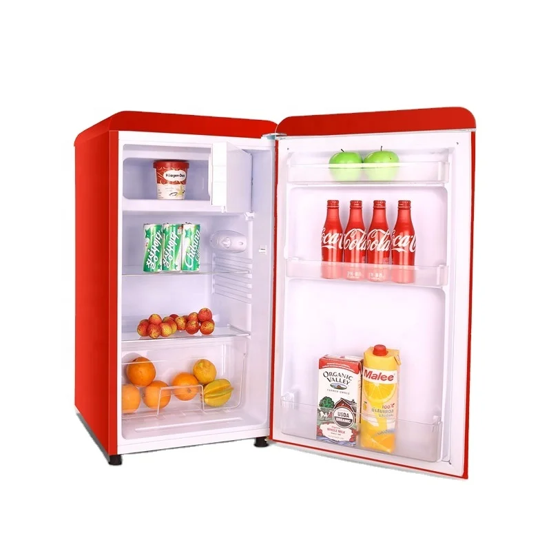 Durable Single Door Machine Control Metal Door Refrigerator Retro