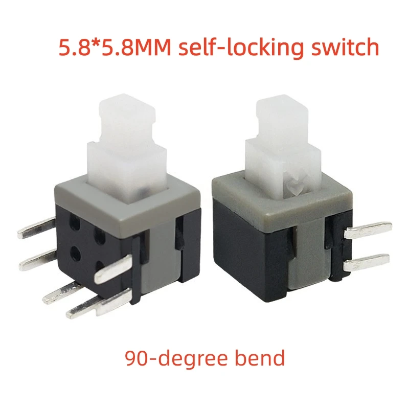 10PCS Side Plug 5.8*5.8 Self-locking Switch 5.8x5.8mm Horizontal Six Pin Right Angle On/Off Through Hole PCB Key switchs