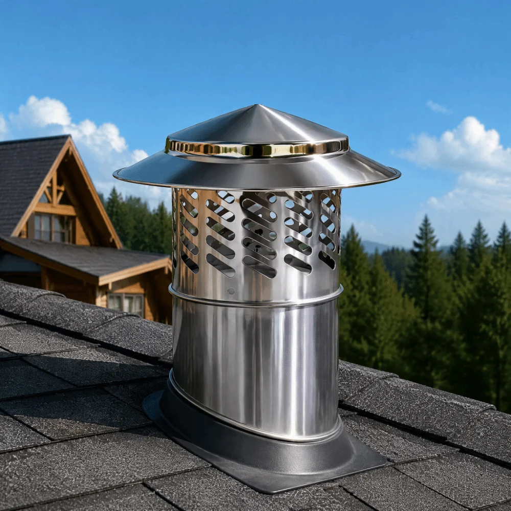Premium Stainless Steel Chimney Cap Silver Weatherproof Rain Cover Cone Top Chimney Cap Chimney Flue