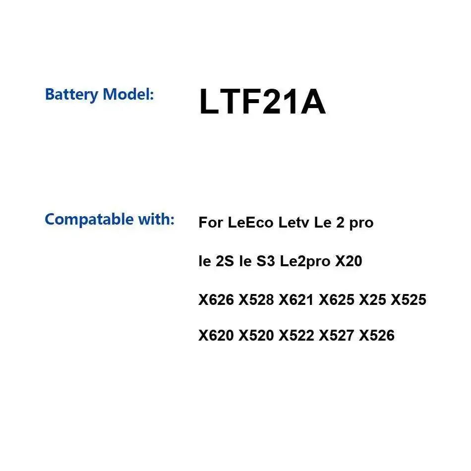 Аккумулятор LTF21A 3000 мАч для Leeco Letv LE 2 Pro 2S S3 Le2pro X20 X626 X528 X621 X625 X25 X525 X620 X520 X522 X527 X526 Аккумулятор LTF21A 3000 мАч для Leeco Letv LE 2 Pro 2S S3 Le2pro X20 X626 X528 X621 X625 X25 X525 X620 X520 X522 X527 X526